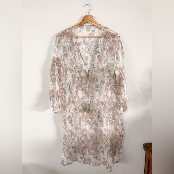 Amita Naithani | Amiani Peacock Beaded Detail Tassel Swim Cover Up - Picture 1 of 9